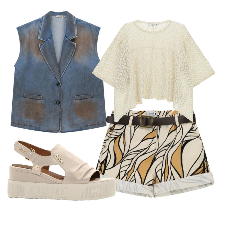 Outfit donna - Total look #2439945. Stile Etnico per Tutti i giorni. Abbinamento con sandali, top, shorts, gilet.