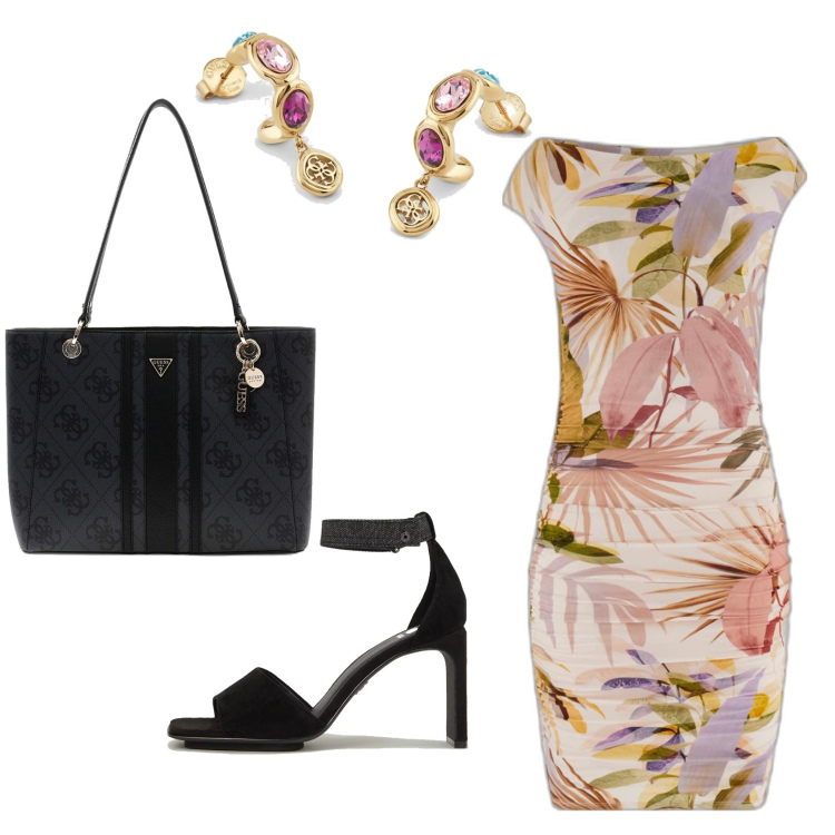 Outfit mujer - Urban style. Estilo Urban para Todos los días. Combinación con sandalias de tacón, vestidos cortos, bolso shopper, pendientes.