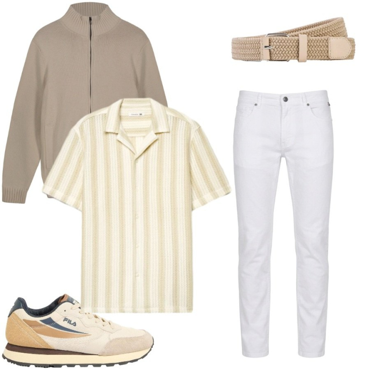 Outfit uomo - Total look #2439990. Stile Casual per Tutti i giorni. Abbinamento con sneakers, cinture, pantaloni, camicie a manica corta, cardigans.