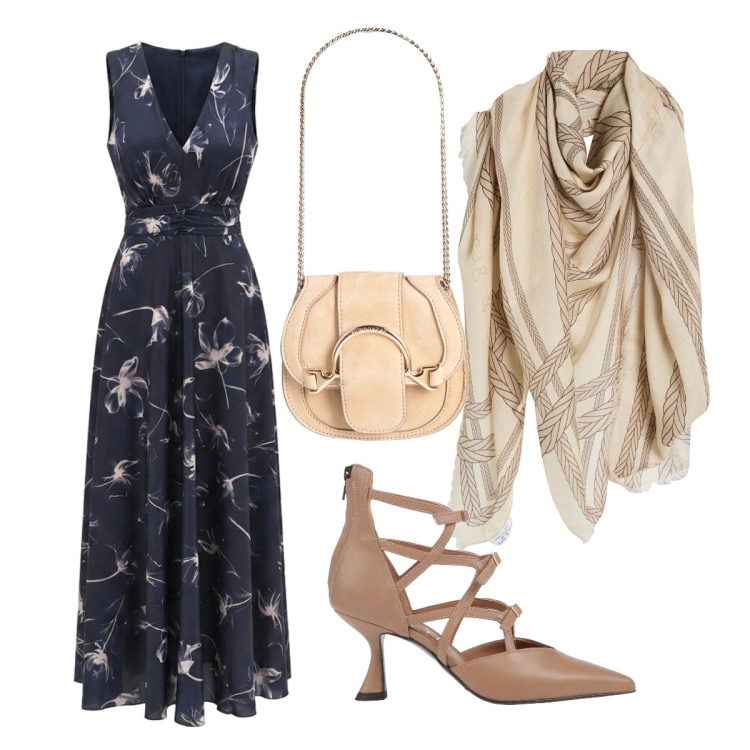 Outfit donna - Matrimonio di sera. Stile Chic per Cerimonia. Abbinamento con sciarpe, marsupi, décolleté, vestiti lunghi.