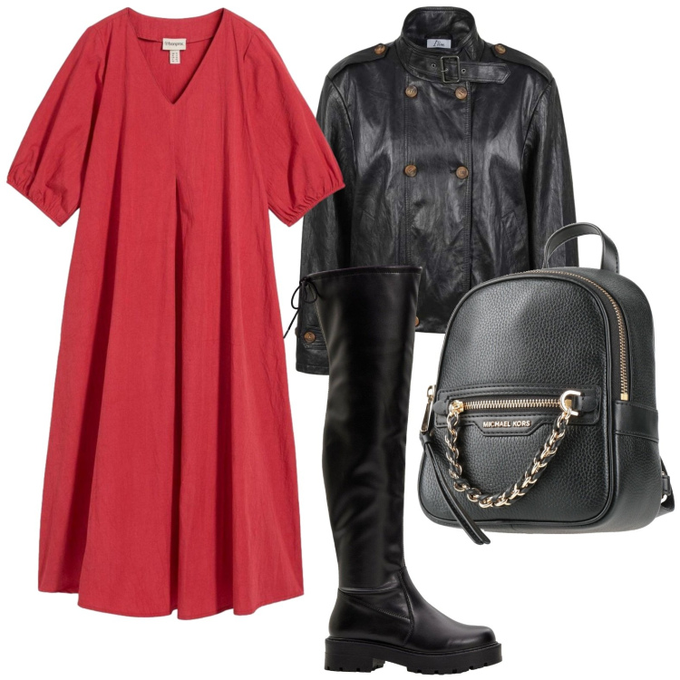 Outfit donna - Rock forever. Stile Rock per Tutti i giorni. Abbinamento con zaini, stivali sopra il ginocchio, vestiti midi/longuette, giacche.