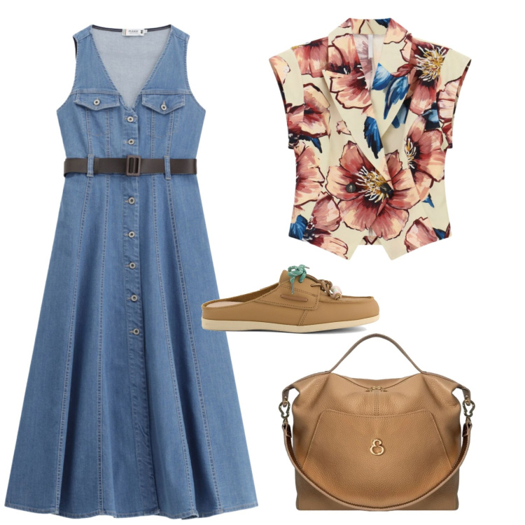 Outfit donna - Elisendra everyday. Stile Casual per Ufficio. look ideale per Tall. Abbinamento con borse a mano, vestiti midi/longuette, gilet, sabot.