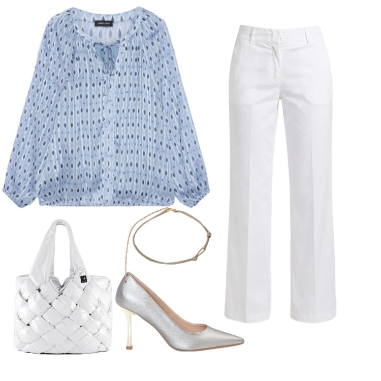 Outfit donna - Total look #2440070. Stile Casual chic per Serata fuori. Abbinamento con pantaloni, décolleté, bluse, cinture, borse tote.