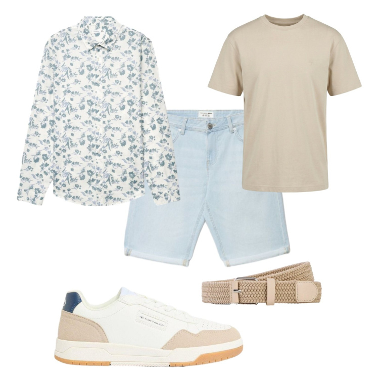 Outfit uomo - Pantaloncino in denim. Stile Urban per Mare. Abbinamento con sneakers, cinture, t-shirt, shorts, camicie.