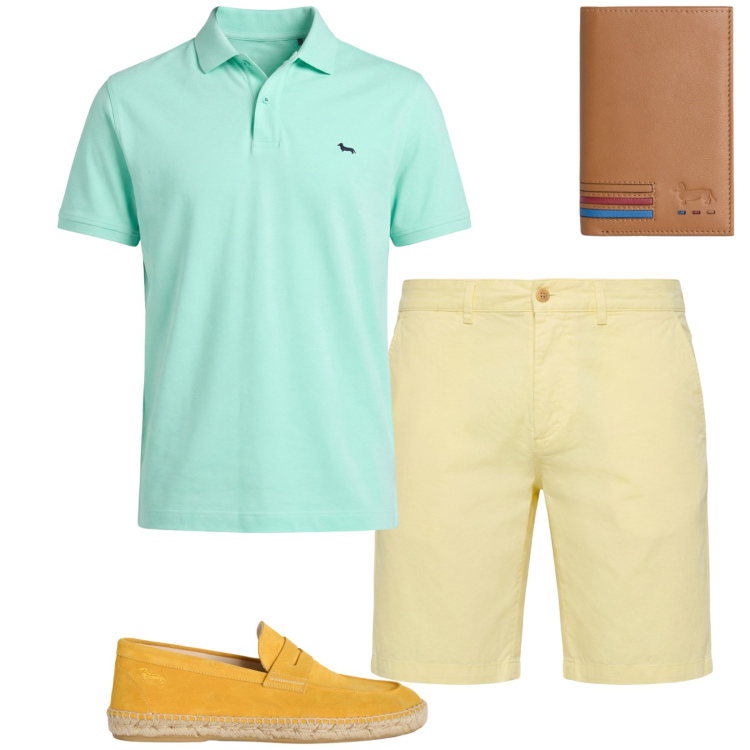 Outfit uomo - Total look #2440095. Stile Casual per Tutti i giorni. Abbinamento con polo, portafogli, bermuda, espadrillas.