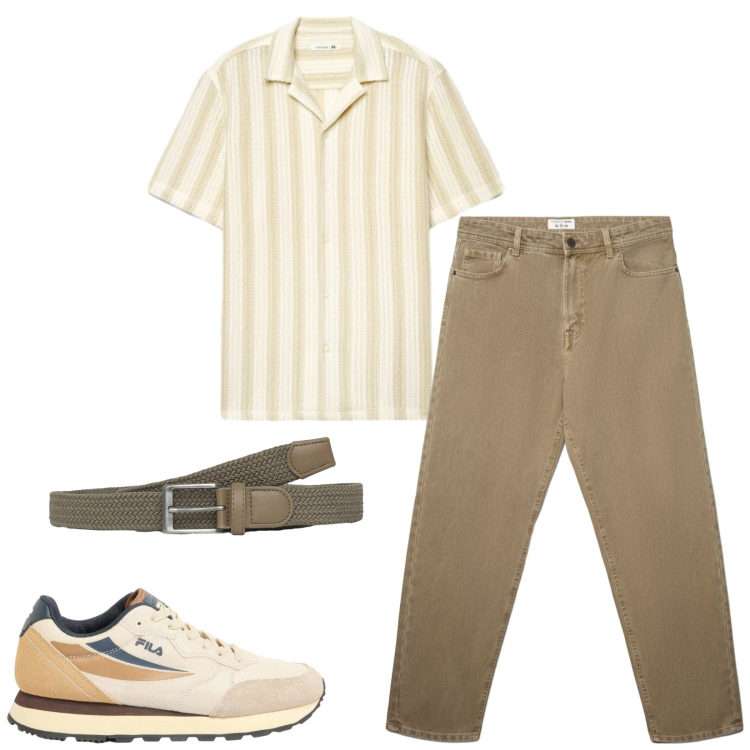 Outfit uomo - Total look #2440115. Stile Casual per Tutti i giorni. Abbinamento con sneakers, camicie a manica corta, cinture, jeans.