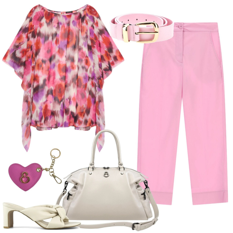 Outfit donna - La borsa bianca per l\'estate. Stile Urban per Tutti i giorni. Abbinamento con shopping bag, portachiavi, tuniche, pantaloni, sandali col tacco, cinture.