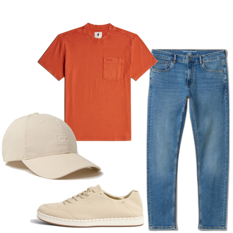 Outfit hombre - Urban look. Estilo Urban para Todos los días. Combinación con vaqueros pitillo, camiseta, sneakers, sombreros o gorros con visera.
