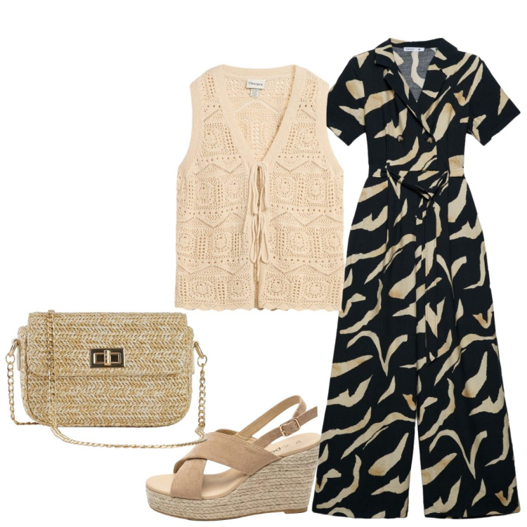 Outfit donna - In città. Stile Casual chic per Tutti i giorni. Abbinamento con borse a tracolla, sandali col tacco, maglieria, tute.