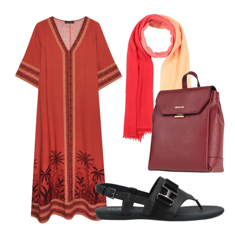 Outfit donna - Oggi mi vestito così curvy. Stile Glamour per Tutti i giorni. Abbinamento con zaini, sciarpe, infradito, caftani.