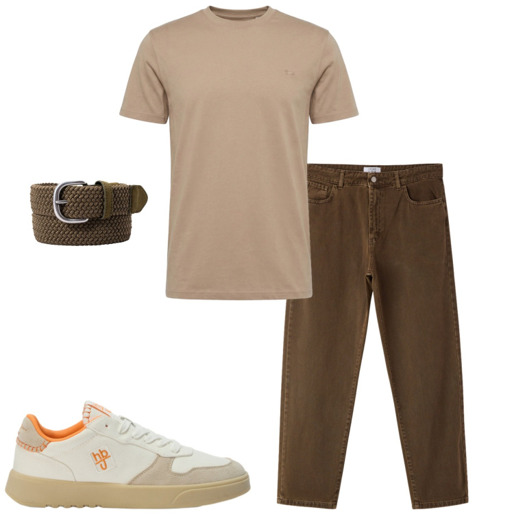 Outfit uomo - Look quotidiano. Stile Casual per Tutti i giorni. Abbinamento con t-shirt, sneakers, pantaloni, cinture.