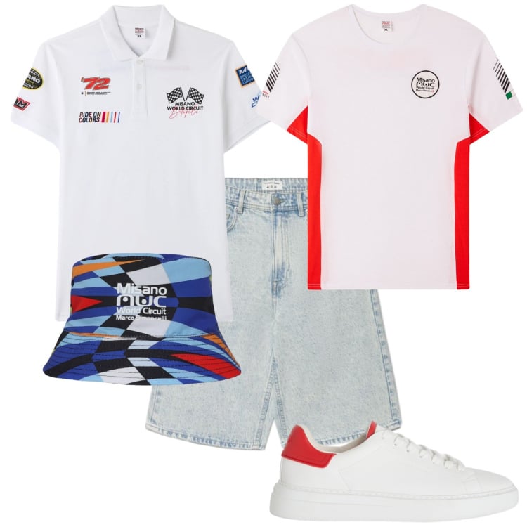 Outfit uomo - Total look #2440230. Stile Urban per Tutti i giorni. Abbinamento con sneakers, polo, cappelli, t-shirt sportive, shorts.