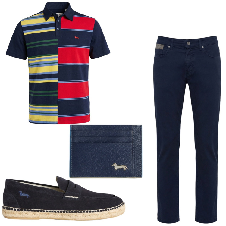 Outfit uomo - Total look #2440240. Stile Trendy per Serata speciale. Abbinamento con portafogli, pantaloni, espadrillas, polo.