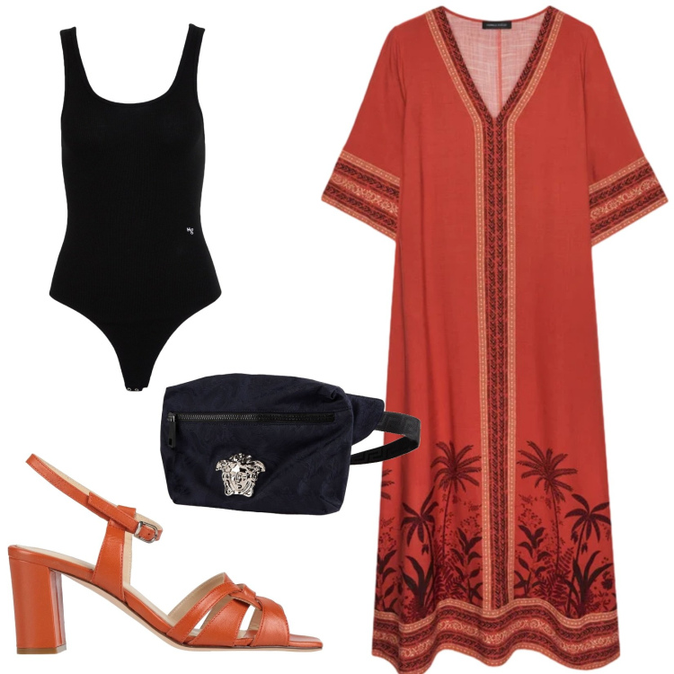 Outfit donna - Total look #2440242. Stile Etnico per Serata fuori. Abbinamento con marsupi, body, sandali in pelle, caftani.