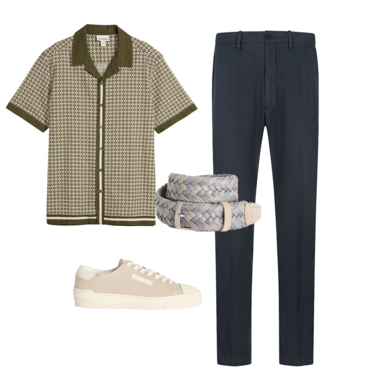 Outfit uomo - Total look #2440267. Stile Urban per Ufficio. Abbinamento con camicie a manica corta, sneakers, cinture, pantaloni.