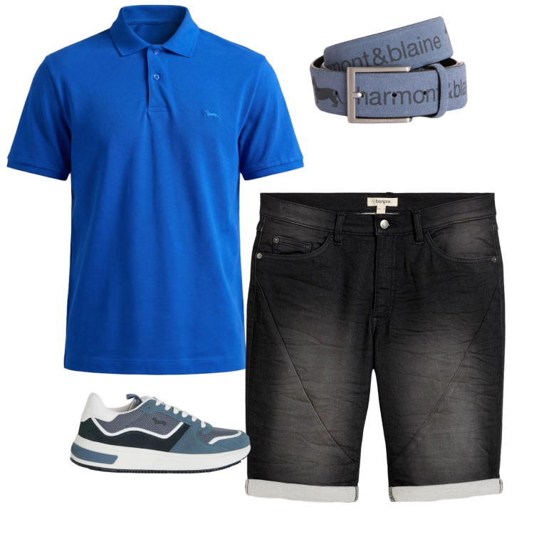 Outfit uomo - Total look #2440271. Stile Business/Elegante per Tutti i giorni. Abbinamento con bermuda, cinture, sneakers, polo.