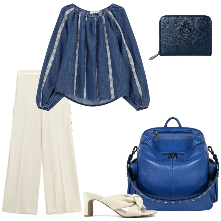 Outfit donna - Total look #2440274. Stile Bon Ton per Cerimonia. Abbinamento con zaini, portafogli, bluse, pantaloni, sandali col tacco.