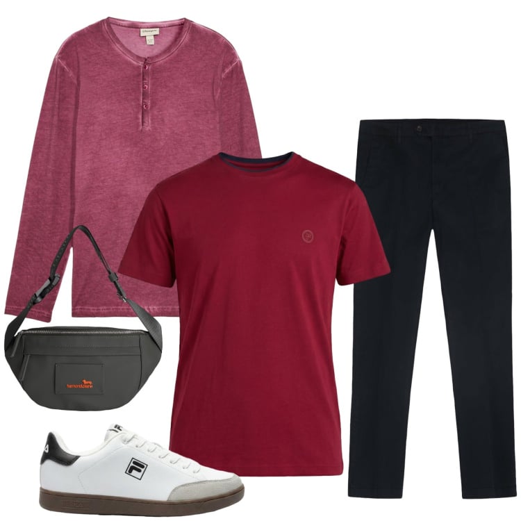 Outfit uomo - Total look #2440286. Stile Urban per Tutti i giorni. Abbinamento con sneakers, t-shirt, borse sportive, t-shirt, pantaloni.