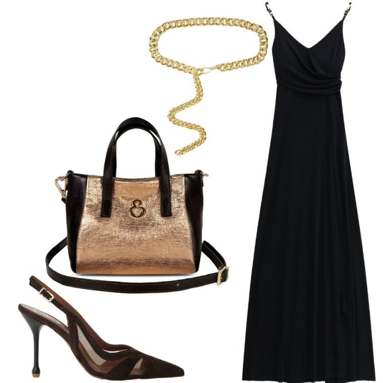 Outfit donna - Total look #2440310. Stile Casual chic per Tutti i giorni. Abbinamento con borse a mano, cinture, décolleté, vestiti lunghi.