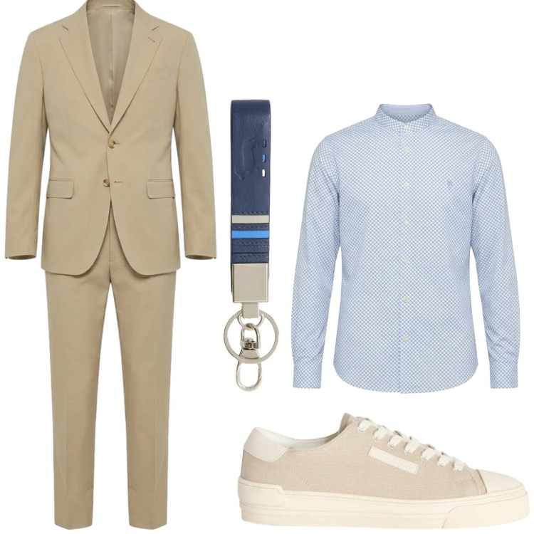 Outfit uomo - Ufficio estivo. Stile Casual per Ufficio. Abbinamento con sneakers, portachiavi, camicie, abiti.