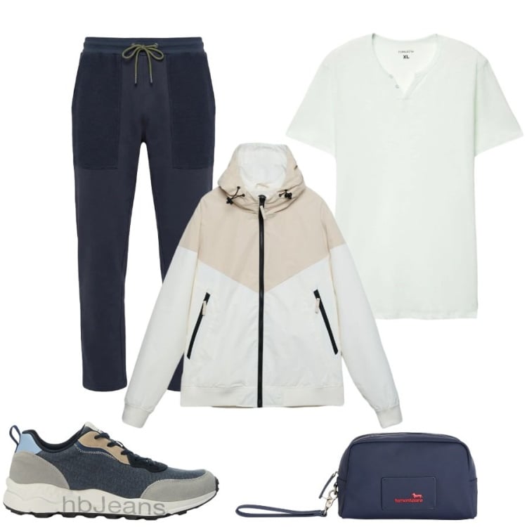 Outfit uomo - Total look #2440360. Stile Casual per Tutti i giorni. Abbinamento con borse sportive, pantaloni, sneakers, giacche sportive, t-shirt.