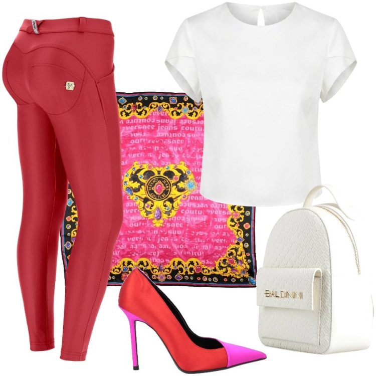 Outfit donna - Total look #2440402. Stile Glamour per Serata fuori. Abbinamento con décolleté, zaini, sciarpe, t-shirt, pantaloni skinny.