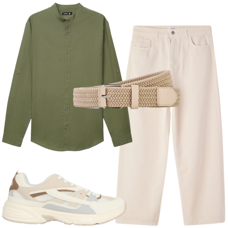 Outfit uomo - Denim leggero. Stile Casual per Tutti i giorni. Abbinamento con cinture, sneakers, camicie, pantaloni.