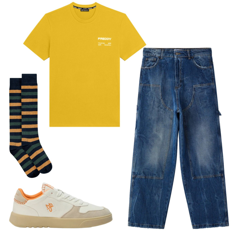 Outfit uomo - Total look #2440451. Stile Casual per Tutti i giorni. Abbinamento con sneakers, jeans dritti, t-shirt, calzini.