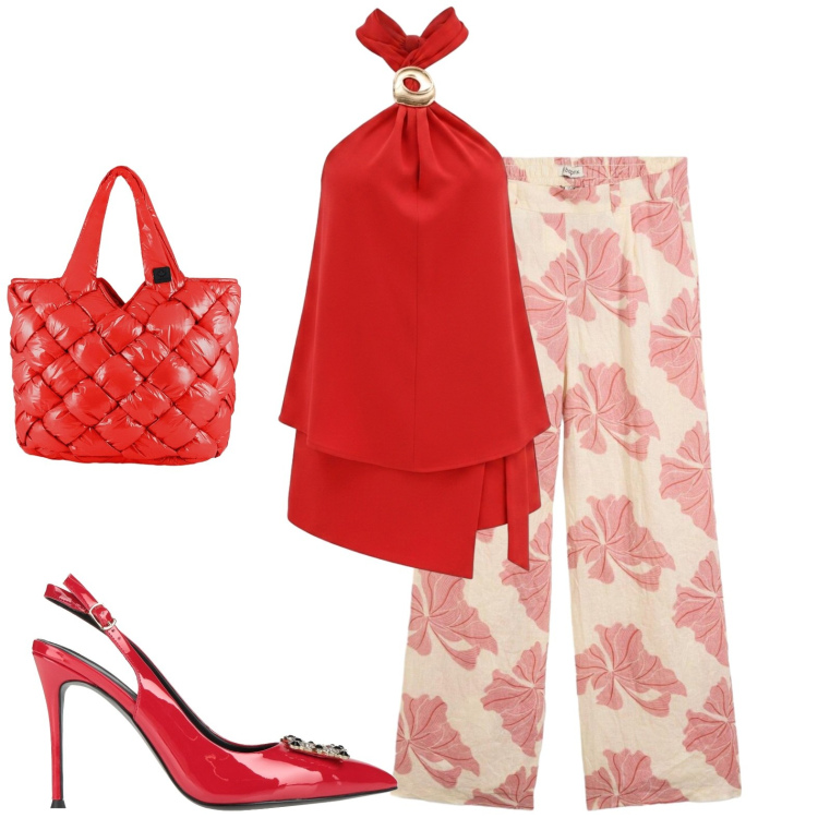 Outfit donna - Chic. Stile Chic per Tutti i giorni. Abbinamento con décolleté, pantaloni, top, borse tote.