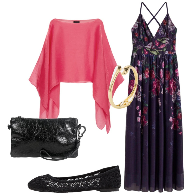 Outfit donna - Total look #2440471. Stile Glamour per Cerimonia. Abbinamento con vestiti lunghi, ballerine, braccialetti, pochette, blazer.