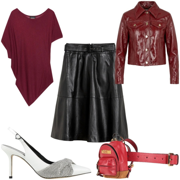 Outfit donna - Aperitivo d’estate - trendissima. Stile Trendy per Serata fuori. Abbinamento con décolleté, marsupi, gonne, giacche, top.