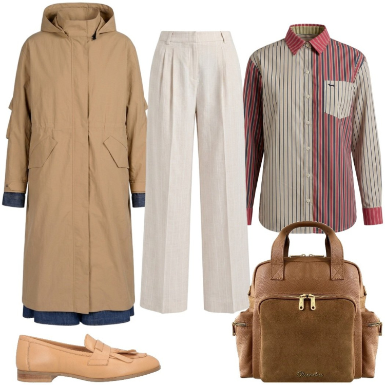 Outfit donna - Total look #2440525. Stile Casual per Ufficio. Abbinamento con mocassini, camicie, pantaloni, zaini, blazer.