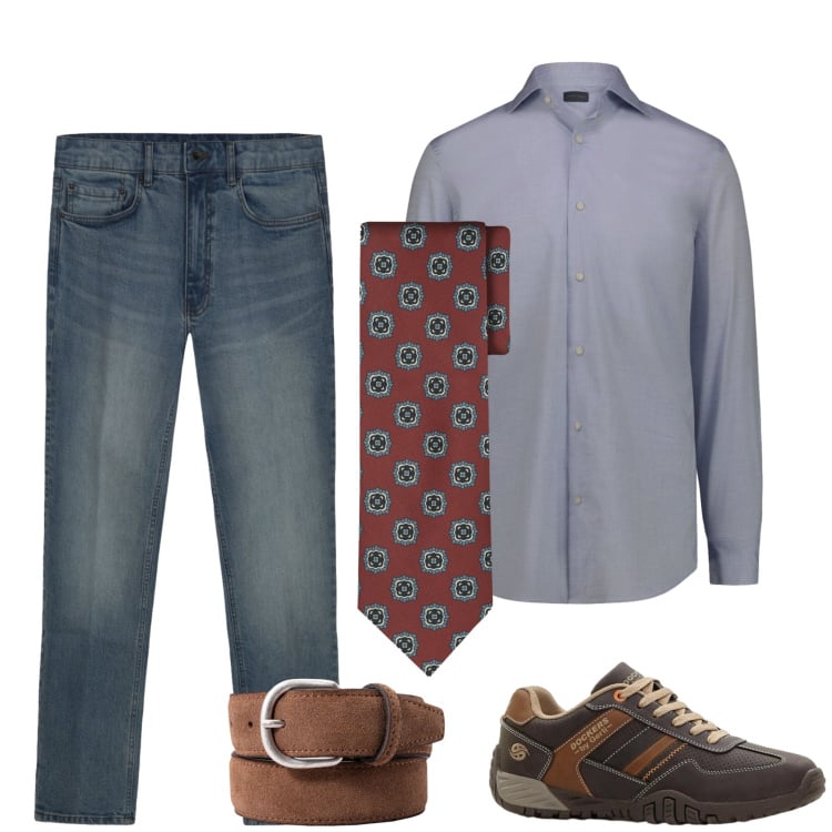 Outfit uomo - Total look #2440571. Stile Casual per Tutti i giorni. Abbinamento con sneakers, cravatte, cinture, camicie, jeans.