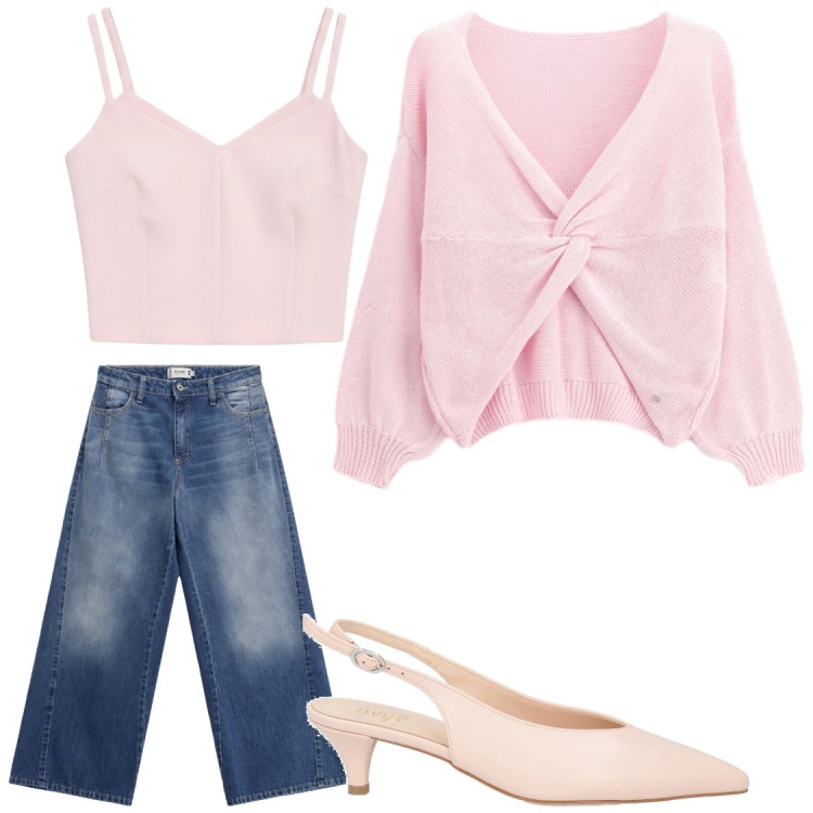 Outfit donna - Li metto in valigia. Stile Chic per Serata fuori. Abbinamento con décolleté, top, jeans, cardigans.