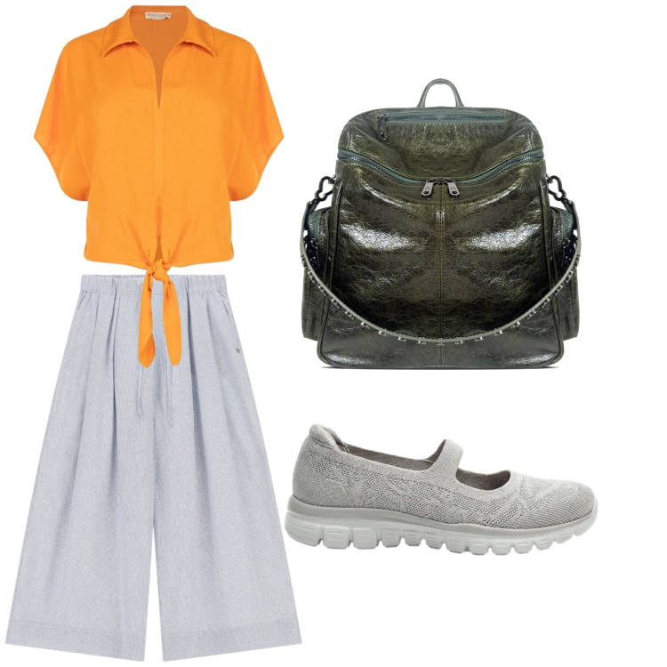 Outfit donna - Must-have in lino. Stile Casual per Tutti i giorni. Abbinamento con ballerine, zaini, pantaloni a palazzo, camicie a manica corta.