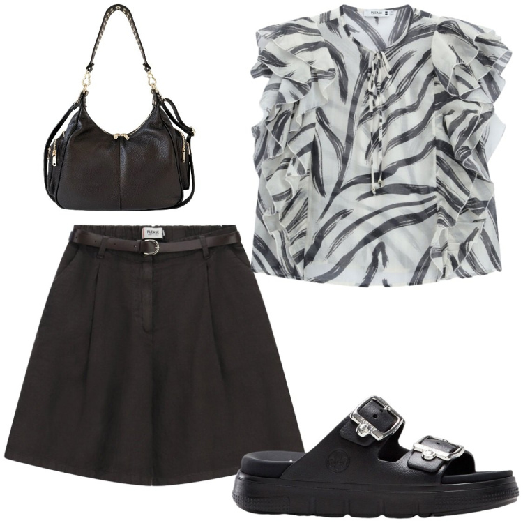 Outfit donna - Versatili in vacanza. Stile Chic per Tutti i giorni. Abbinamento con ciabatte, borse a spalla, bermuda, bluse.