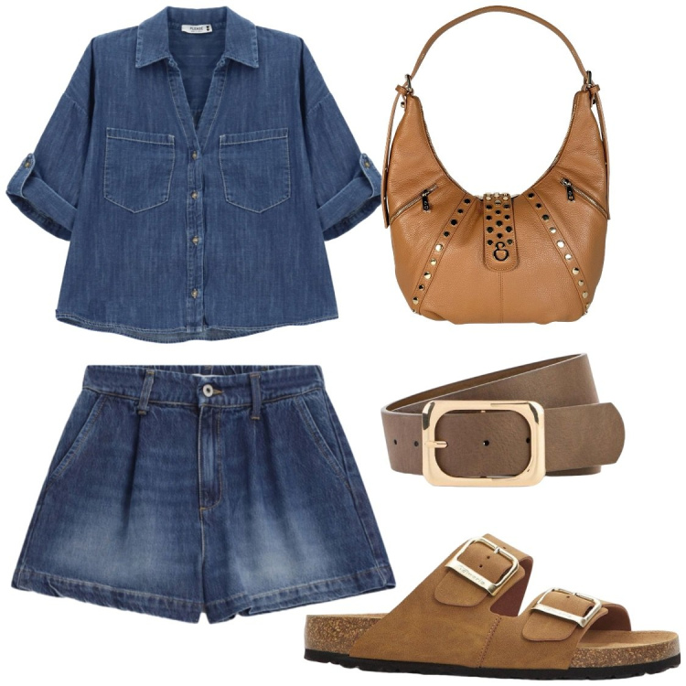 Outfit donna - Versatili in valigia. Stile Chic per Tutti i giorni. Abbinamento con ciabatte, cinture, borse a spalla, camicie, shorts.