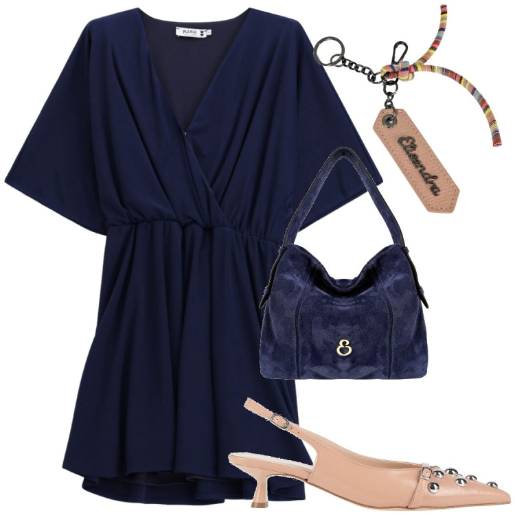 Outfit donna - Basta poco. Stile Chic per Serata fuori. Abbinamento con décolleté, borse a spalla, portachiavi, vestiti corti.