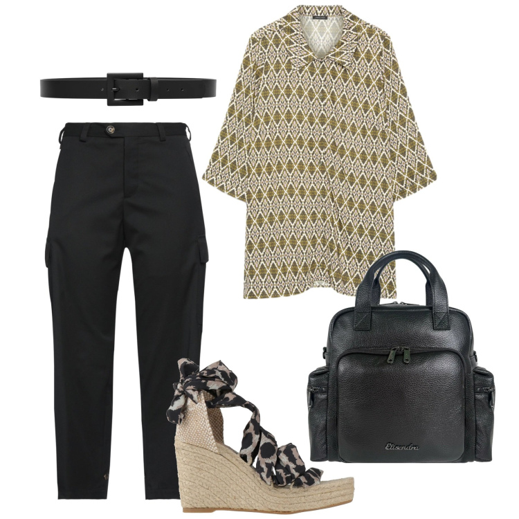 Outfit donna - Total look #2440713. Stile Casual per Ufficio. Abbinamento con espadrillas, pantaloni cargo, zaini, camicie, cinture.