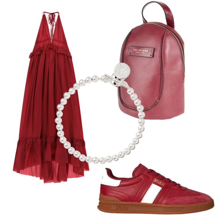 Outfit donna - Oroscopo Il Leone. Stile Romantica per Tutti i giorni. Abbinamento con zaini, vestiti lunghi, sneakers, braccialetti.