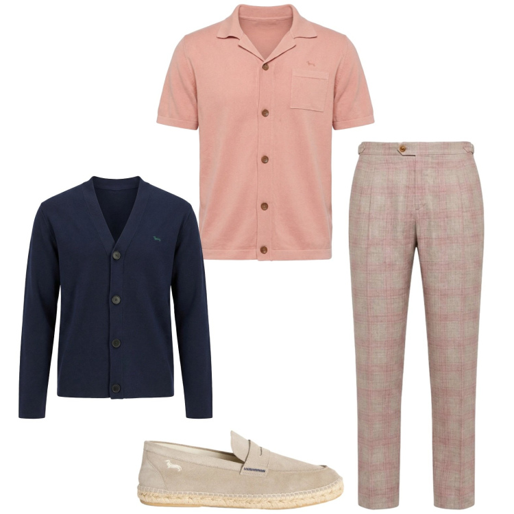 Outfit uomo - Total look #2440783. Stile Casual per Tutti i giorni. Abbinamento con cardigans, espadrillas, pantaloni, camicie a manica corta.