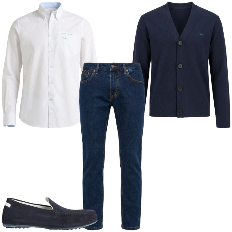 Outfit uomo - Total look #2440784. Stile Business/Elegante per Ufficio. Abbinamento con scarpe stringate, pantaloni, cardigans, camicie.