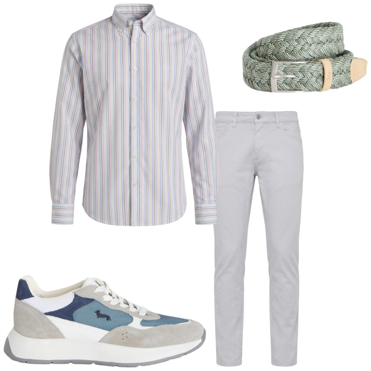 Outfit uomo - Harmont&Blaine. Stile Business/Elegante per Ufficio. Abbinamento con sneakers, pantaloni, cinture, camicie.