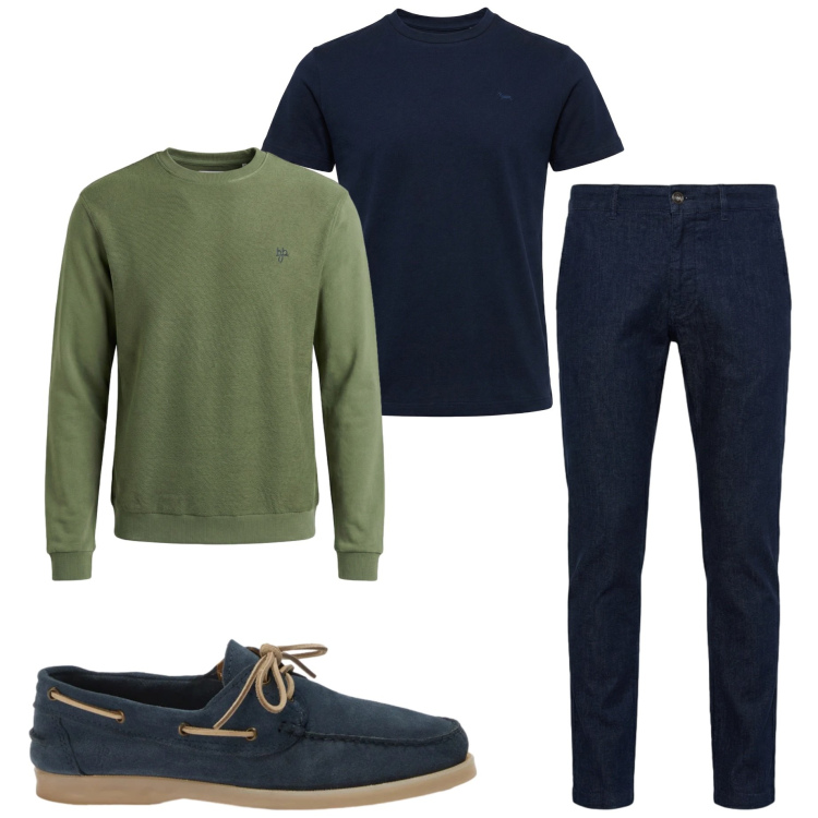 Outfit uomo - Harmont&Blaine. Stile Urban per Tutti i giorni. Abbinamento con t-shirt, scarpe stringate, jeans, felpe.