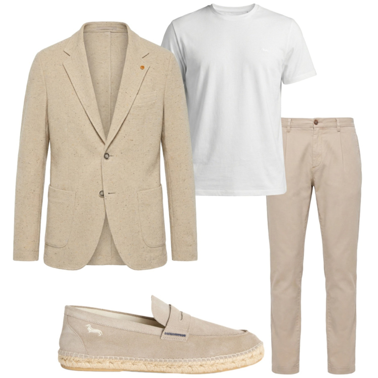 Outfit uomo - Aperitivo in terrazza. Stile Business/Elegante per Serata speciale. Abbinamento con t-shirt, pantaloni, giacche, espadrillas.