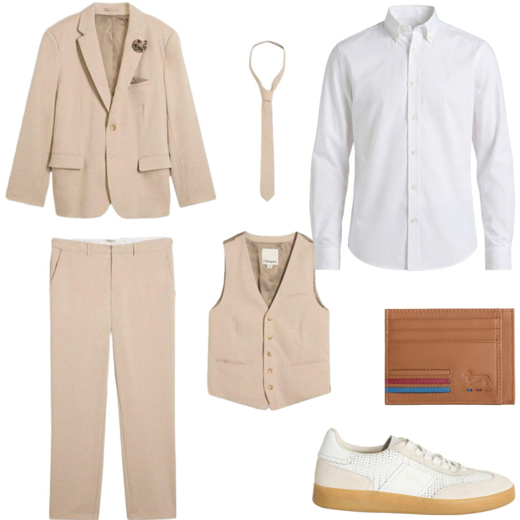 Outfit uomo - Cerimonia estiva. Stile Business/Elegante per Cerimonia. Abbinamento con abiti, sneakers, portafogli, camicie.
