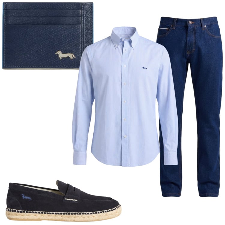 Outfit uomo - Harmont&Blaine. Stile Business/Elegante per Ufficio. Abbinamento con portafogli, camicie, espadrillas, jeans.