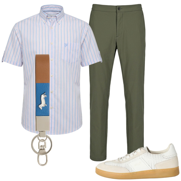 Outfit uomo - Total look #2440911. Stile Trendy per Tutti i giorni. Abbinamento con portachiavi, sneakers, camicie a manica corta, pantaloni.