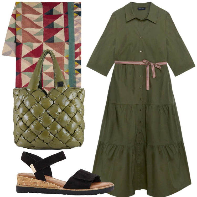 Outfit donna - Total look #2440926. Stile Etnico per Tutti i giorni. Abbinamento con sandali, sciarpe, vestiti chemisier, borse tote.
