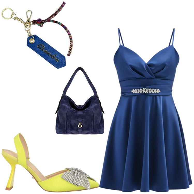 Outfit donna - Total look #2440957. Stile Glamour per Serata fuori. Abbinamento con décolleté, borse a spalla, portachiavi, vestiti corti.